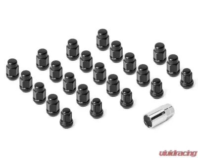 Quadratec 23 Piece Classic Acorn Style Wheel Lug Nut Kit Color Black for Jeep 1976-2018 - 92806 9008